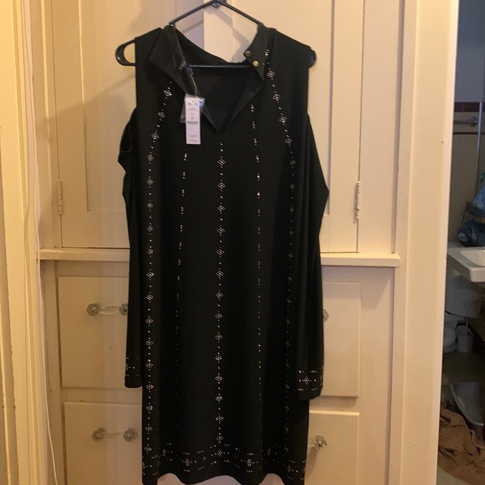 White House Black Market Black Dress w/ Sequins Size XL